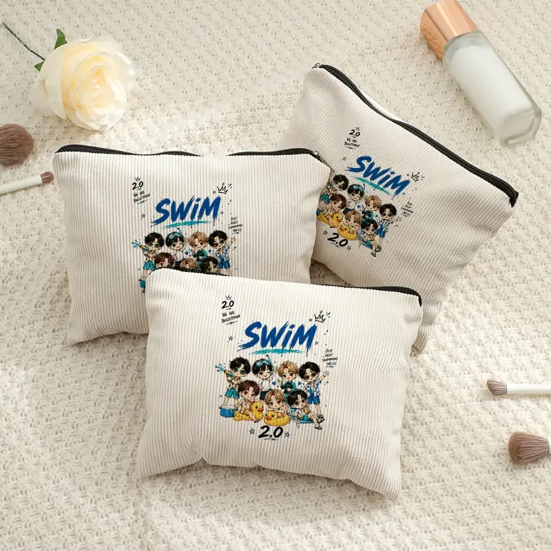 trousse de toilette multifonctionnelle en velours côtelé arirang 2.0 world tour 2026 avec fermeture éclair, sac de rangement léger, cadeau pour fans k-pop