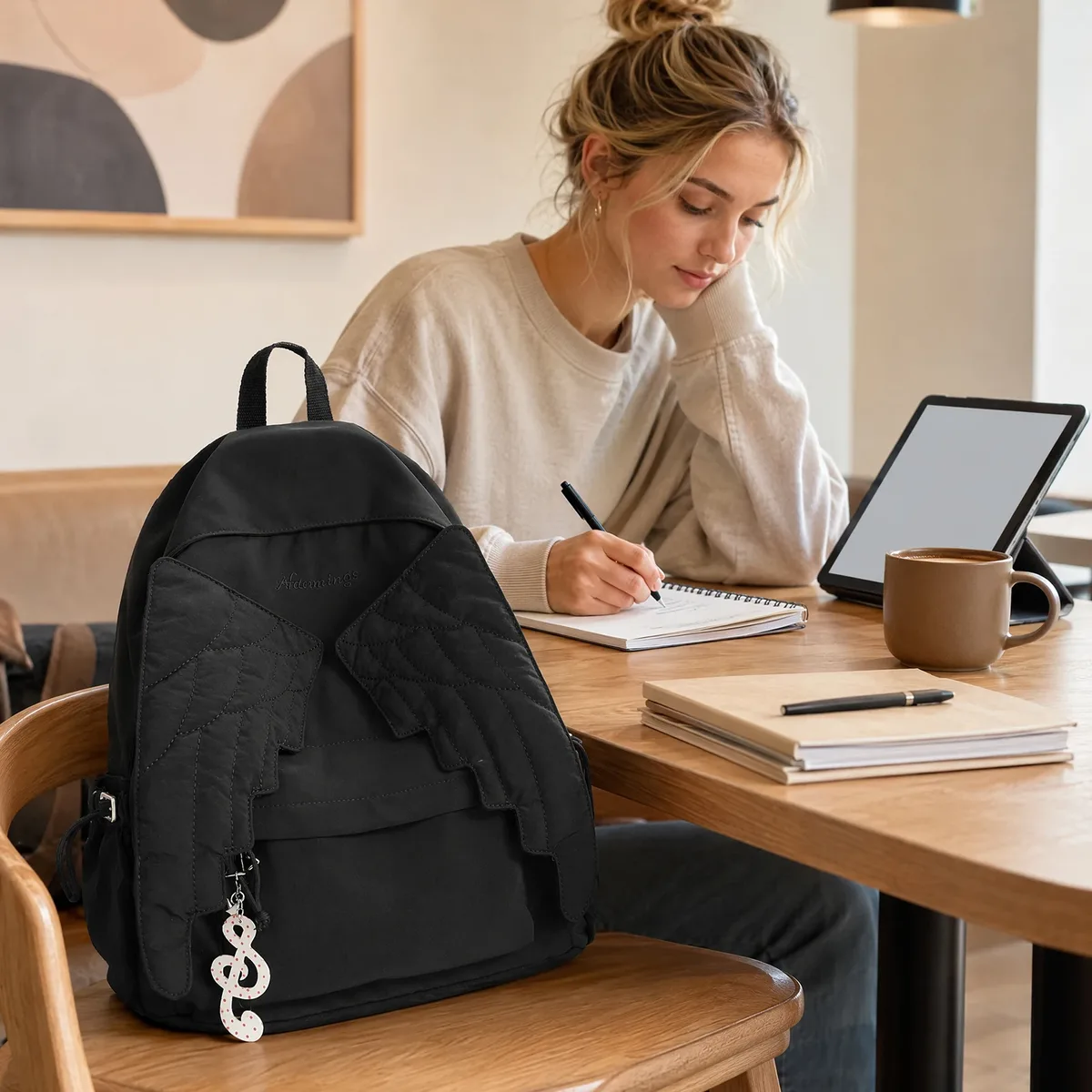 sac à dos ailes d'ange pour femmes, grande capacité, en nylon, sac de voyage scolaire, style coréen, sac à bandoulière décontracté
