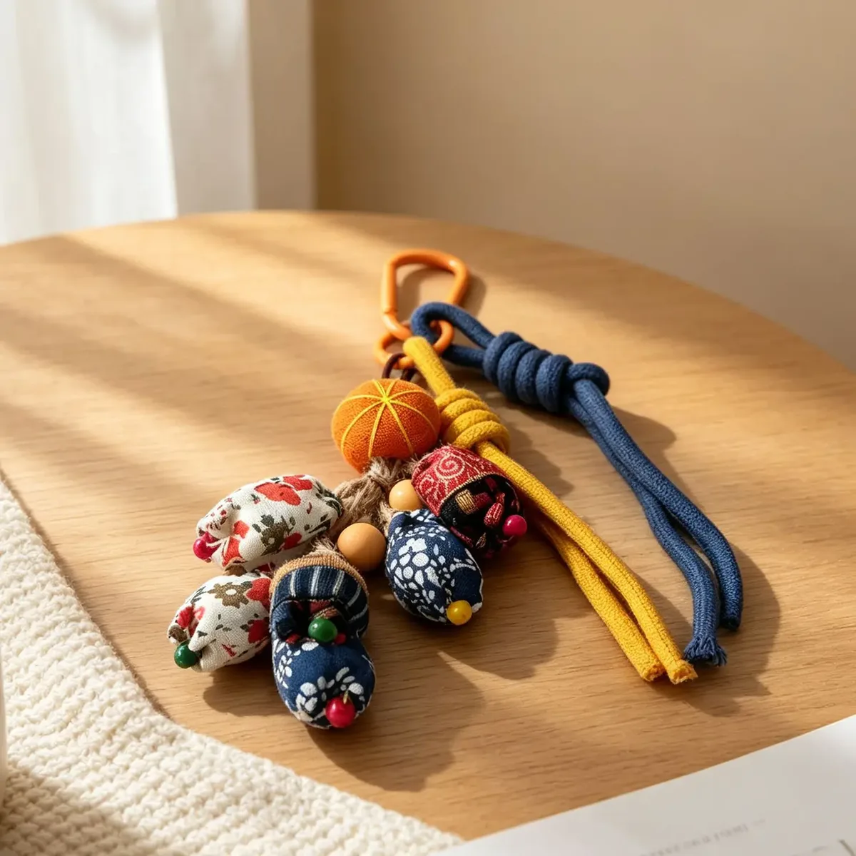 mignon porte-clés floral en tissu rembourré avec sangles en corde pour sacs à main, sacs fourre-tout, sacs à dos et décoration de sacs de tous les jours.