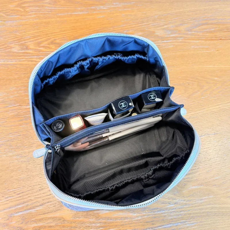 nouveau style européen et américain, trousse de maquillage en cuir de vachette de première qualité à motif crocodile, tendance, en cuir véritable, grande capacité, voyage