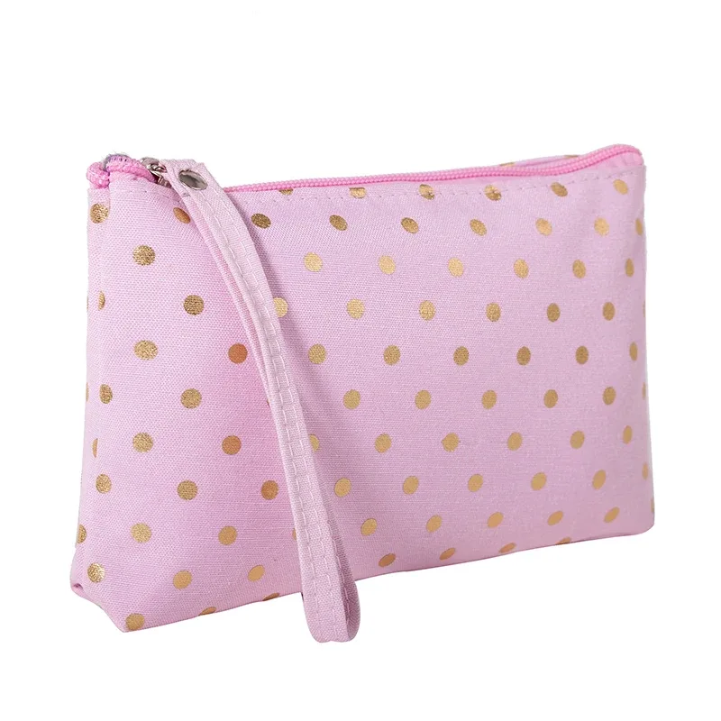 sac à cosmétiques en toile imperméable, sac à main décontracté, sac de rangement pour poudres lavables à pois