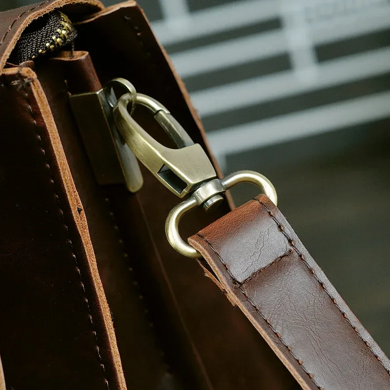 gumst – serviette rétro en cuir de cheval fou pour hommes, sacoches d'affaires, sac à main pour ordinateur portable, pochette d'ordinateur