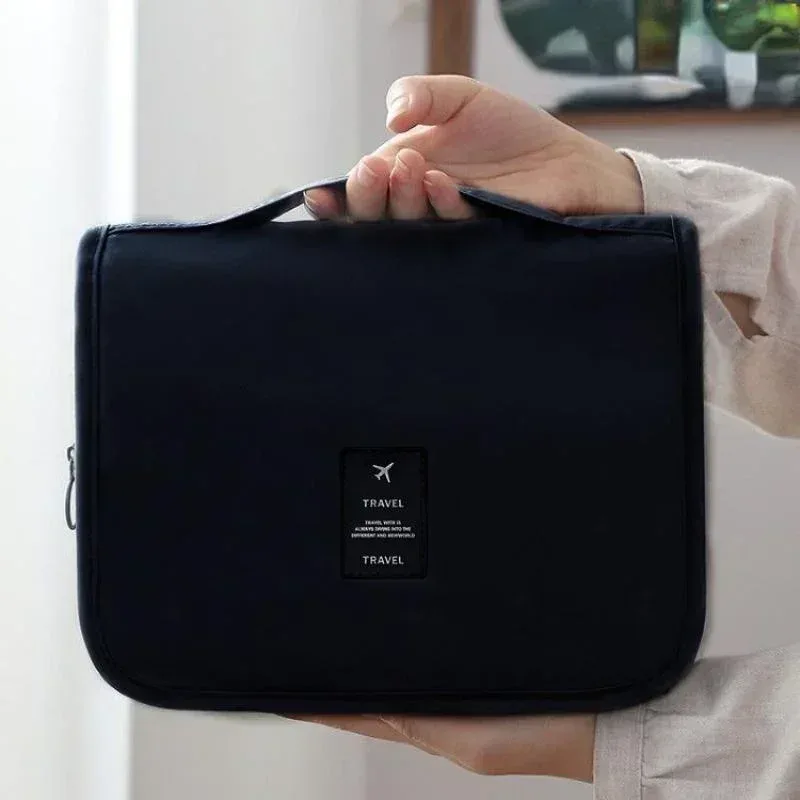 nouvelle trousse de toilette de voyage imperméable grande capacité pour femmes, organisateur de maquillage suspendu avec crochet pour salle de bain