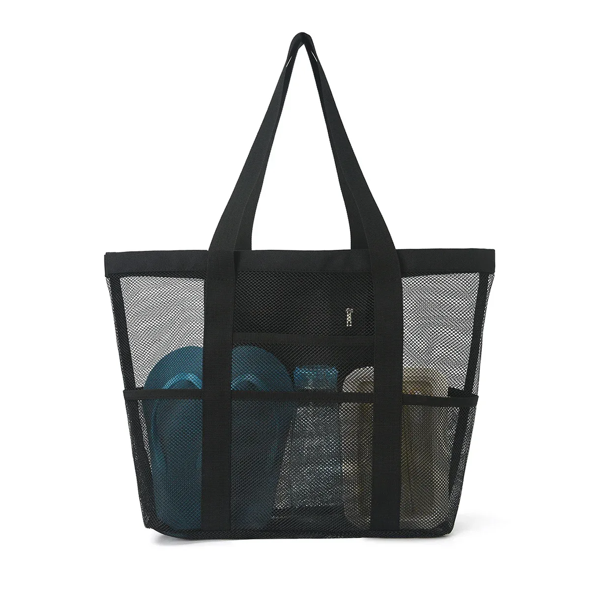 sac fourre-tout en maille respirante multi-poches de grande capacité, à séchage rapide, sac de rangement multi-compartiments pour articles de sport et de natation