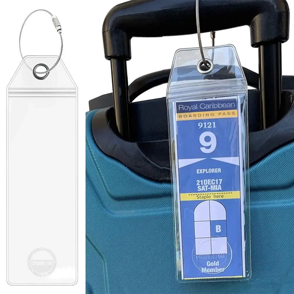 étiquettes de bagages de voyage, porte-étiquettes pour valises, étiquettes de bagages avec boucles en acier, étiquettes pour bagages de croisière
