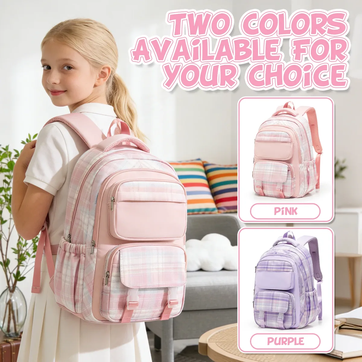 sac à dos scolaire pour adolescente, sac à dos décontracté multi-poches pour l'école primaire, sacs à dos quotidiens, sac à dos pour l'école