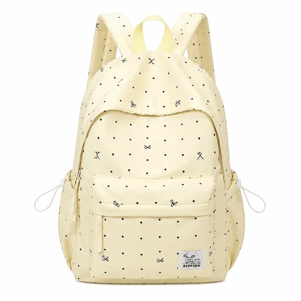 sac à dos tendance léger à pois avec nœud, respirant, pour étudiants, durable, décontracté, grande capacité, pour l'école et les voyages