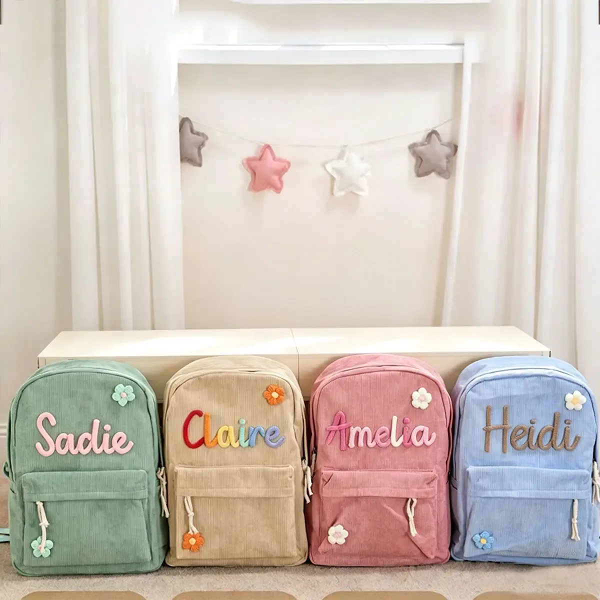 sac à dos personnalisé en velours côtelé, motif fraise/à carreaux, simple et spacieux, cadeau parfait pour la rentrée scolaire