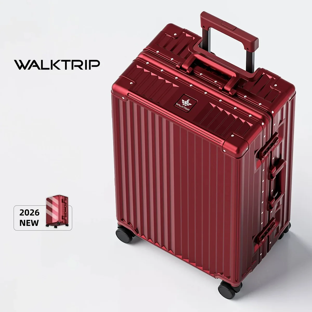 nouvelle valise de luxe 2026 en pc rigide avec cadre en aluminium, serrure tsa, bagage à roulettes pour femme, tailles 20/24/26/28 pouces