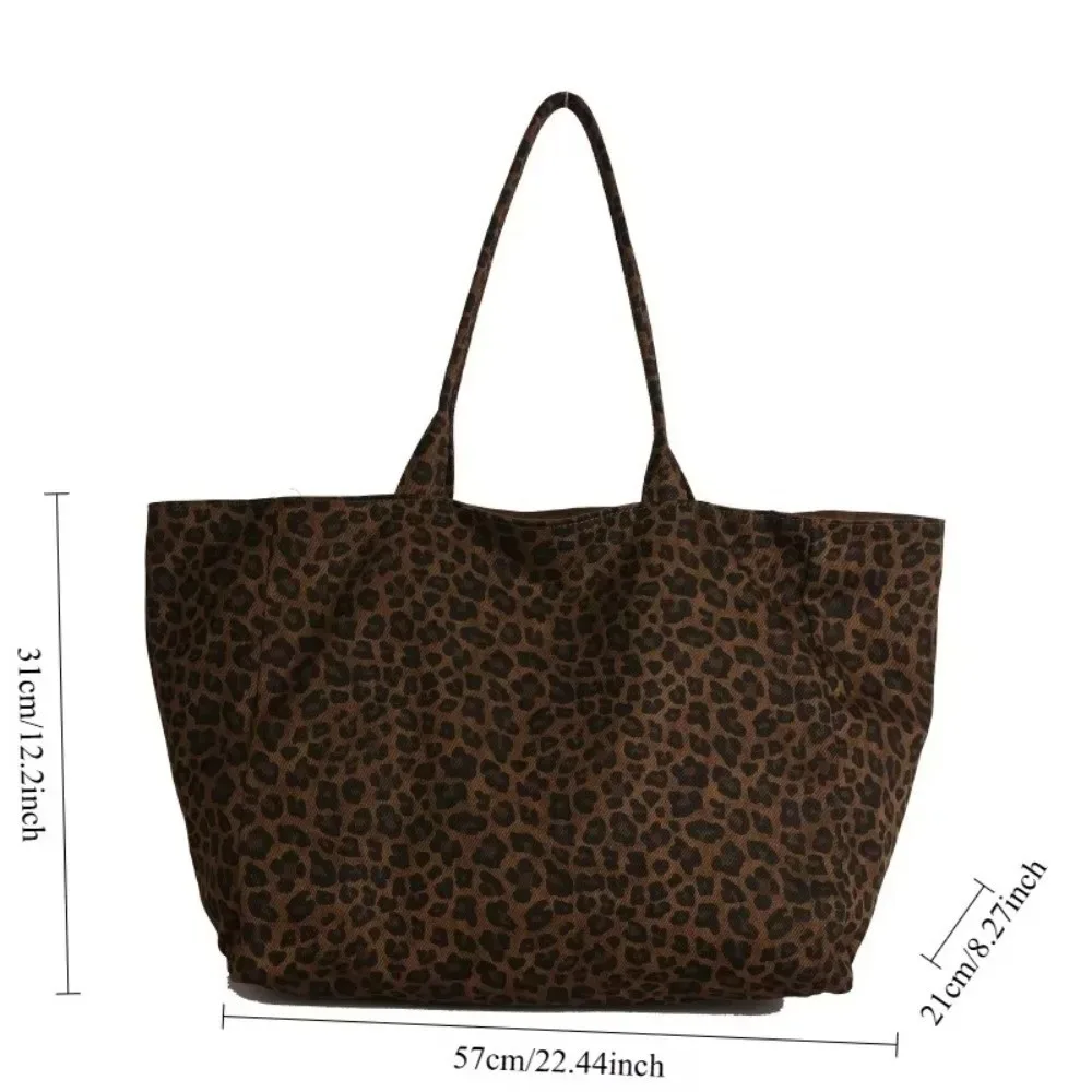 sac à bandoulière imprimé léopard tendance, grande capacité, sac fourre-tout pour femme, sac sous le bras texturé, sac bandoulière