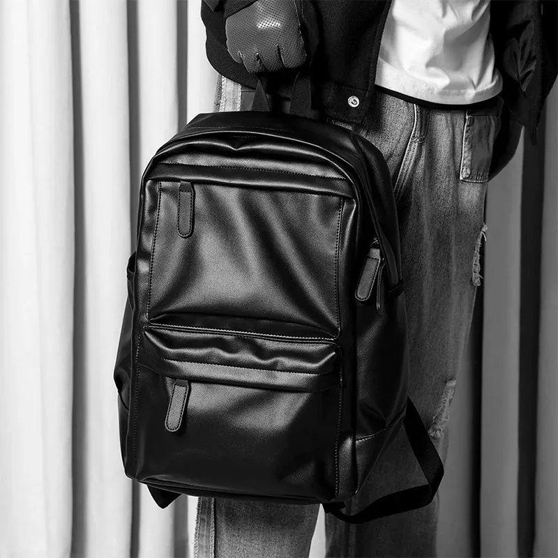 sac à dos en cuir pu pour hommes, sac de voyage étanche, décontracté, pour ordinateur portable de 14 pouces
