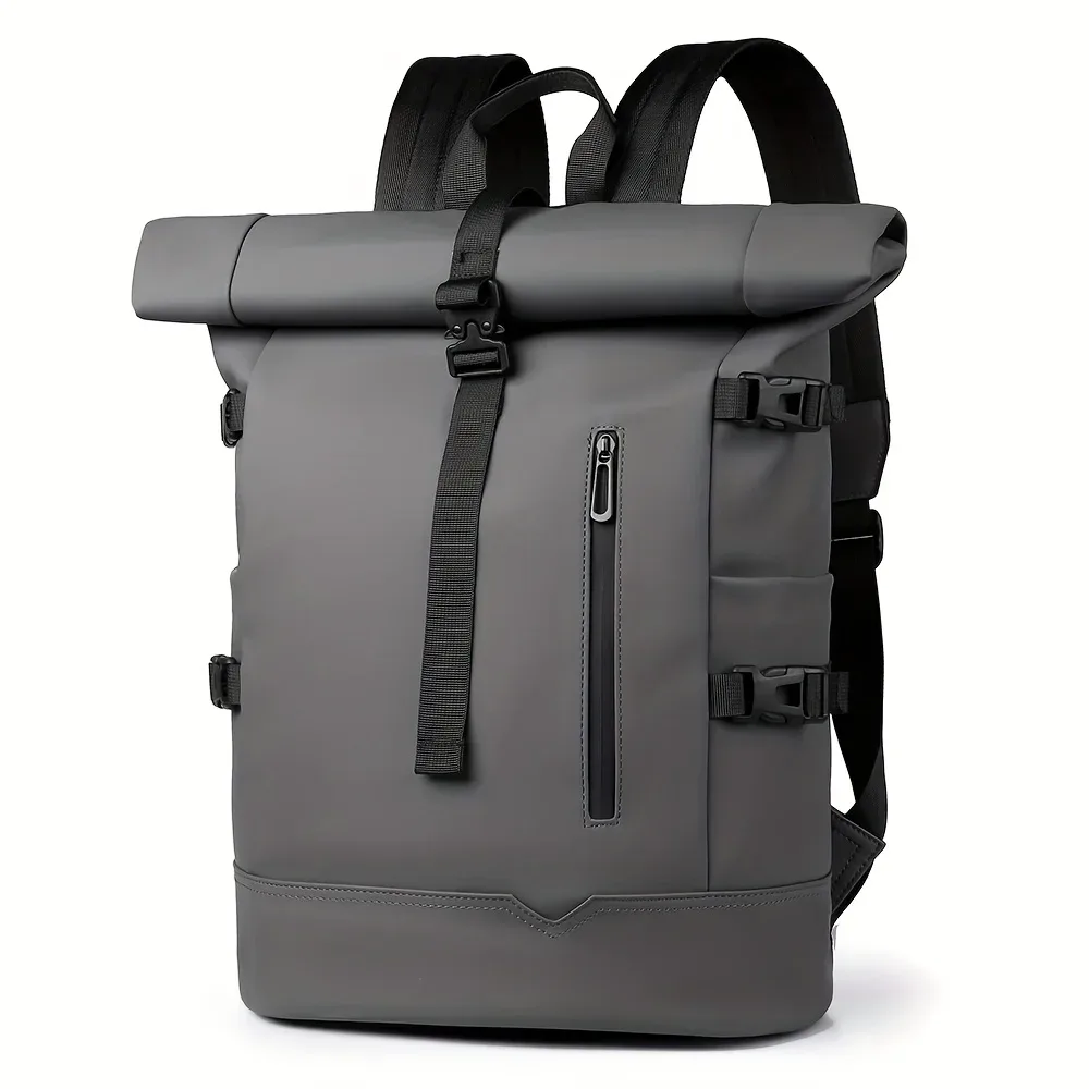 sac à dos enroulé à la mode et tendance pour hommes, sac à dos de voyage de grande capacité, sacs à dos d'ordinateur pour les déplacements quotidiens