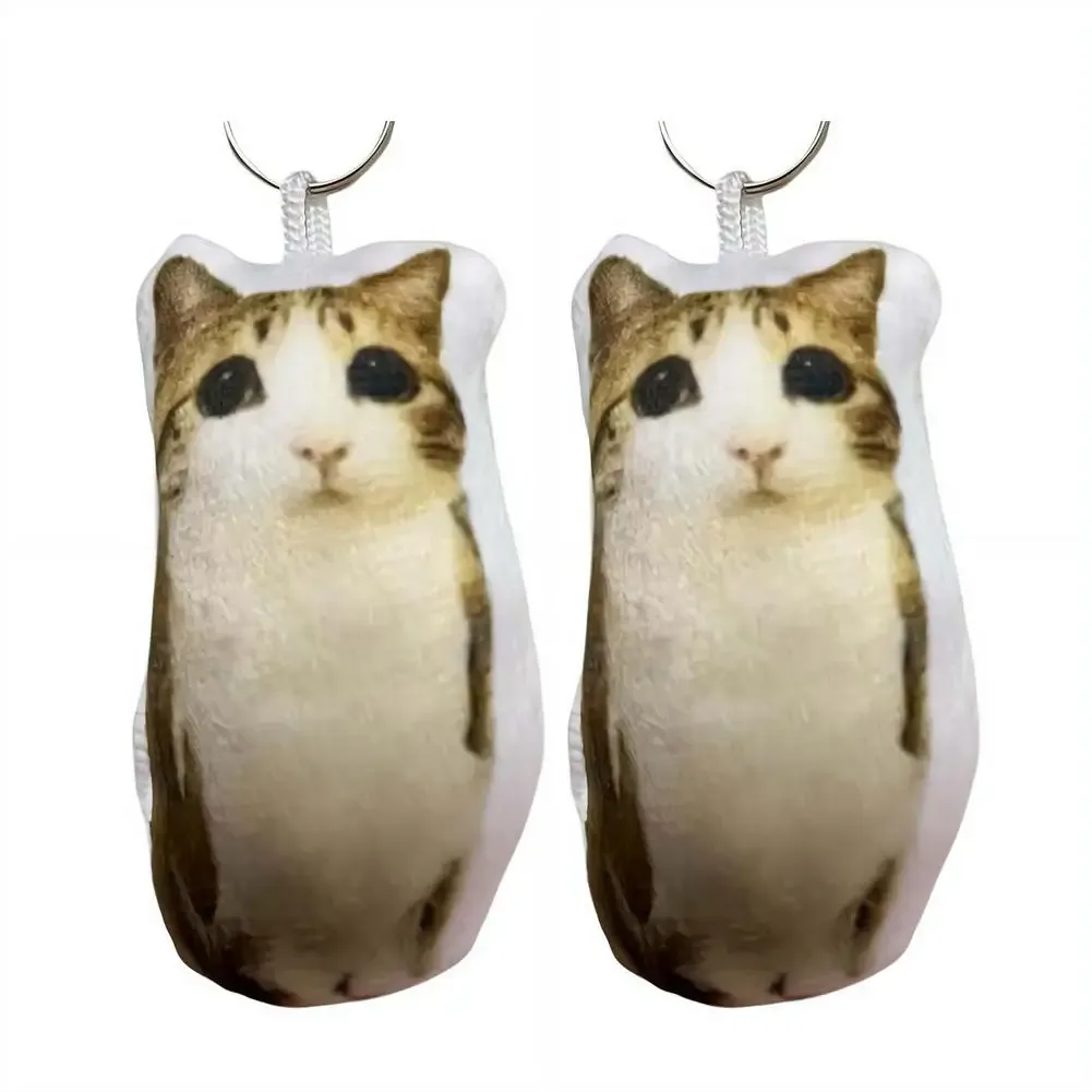 porte-clés en peluche mignon meowl avec son de chat réaliste, jouet sonore à presser, pendentif visage de chat réaliste amusant pour sac à dos