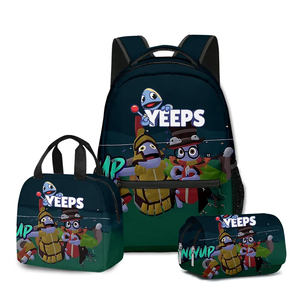 chimyouthful yeeps hide and seek 3d print sacs d'école pour étudiants, sac à dos pour ordinateur portable, sac à lunch portable, étui à crayons, 3 pièces par ensemble