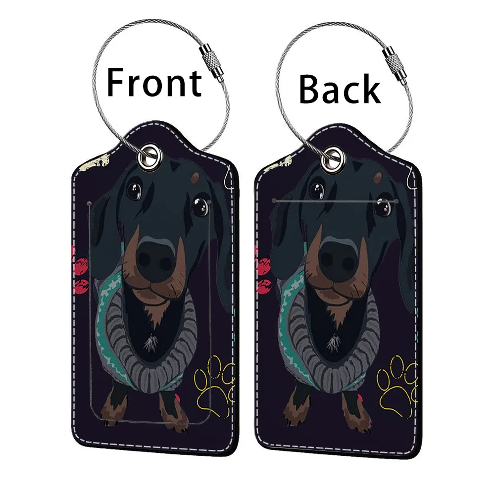 offre spéciale mignon chien en cuir affaires étiquette de bagage valise adresse étiquette bagages embarquement étui étiquette nom id adresse clip