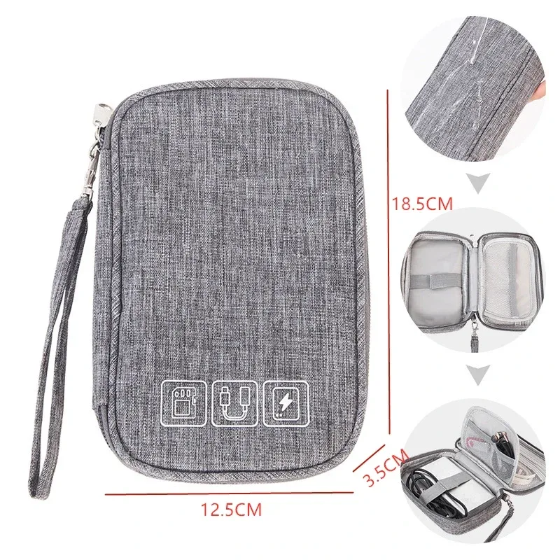 sac de rangement de câbles étanche, organisateur électronique numérique, chargeur de ligne de données usb portable, sac de rangement de prise, organisateur de câbles de voyage