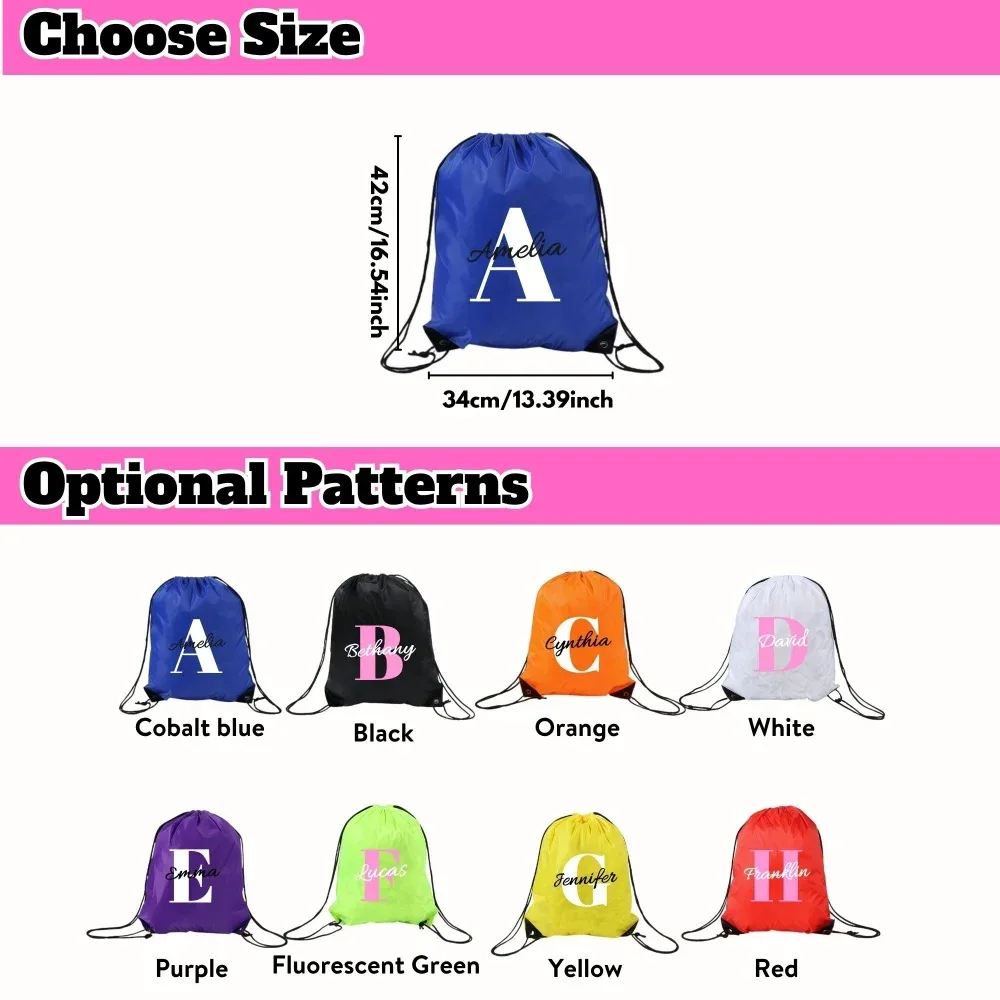 sac à dos à cordon personnalisé avec nom, sac de sport personnalisé avec fond renforcé, cordon de serrage pour le sport, les voyages, l'école, cadeau d'anniversaire