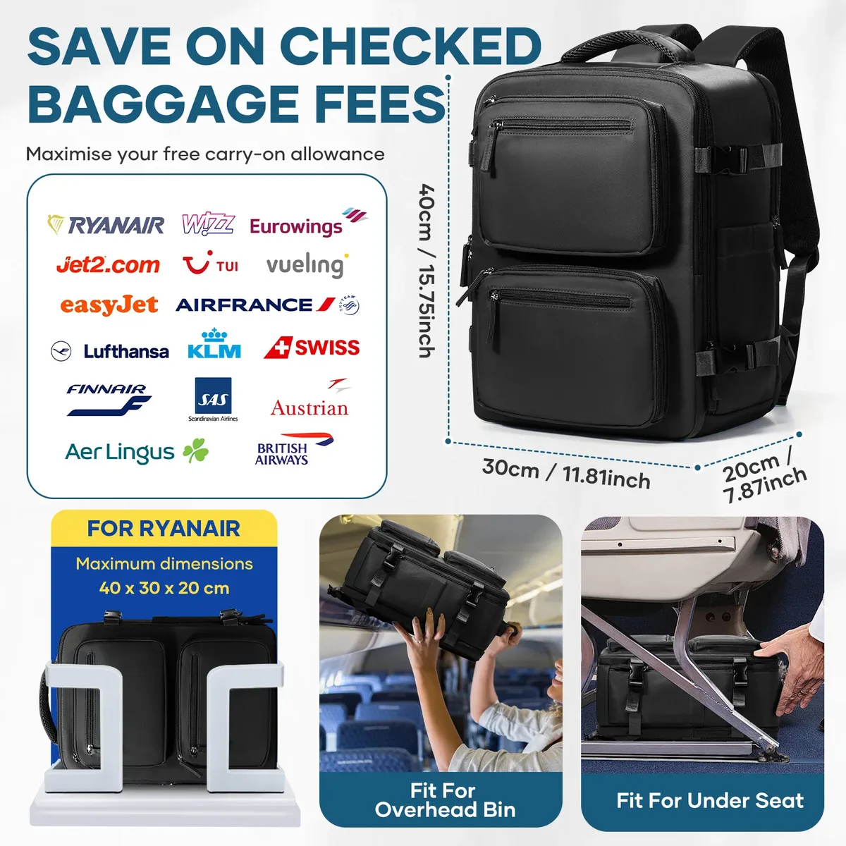 sac à dos pour femme, sac à dos à vide avec pompe, bagage à main 40x30x20 ryanair wizzair easyjet, sac à dos pour avion, sac à dos pour ordinateur portable pour homme