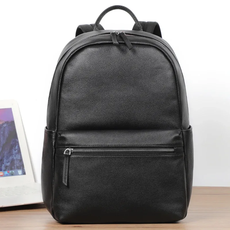 100% en cuir véritable hommes sacs à dos mode véritable cuir naturel étudiant sac à dos garçon de luxe affaires 15.6 pouces sac d'école pour ordinateur portable