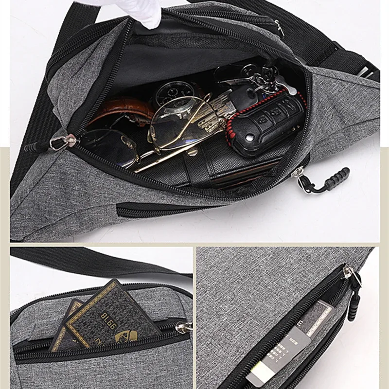 sac banane de taille unisexe pour hommes, sac de poitrine étanche, sac de sport de plein air, pochette en toile, pochette banane à bandoulière