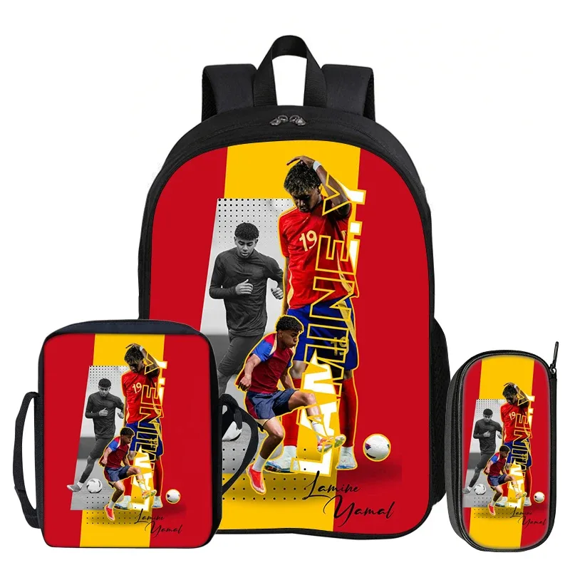 ensemble de 3 sacs à dos pour enfants, sac à dos de sport de football, sac à dos de star du football l-lamin yamal, sac à bandoulière pour étudiants, sacs à crayons