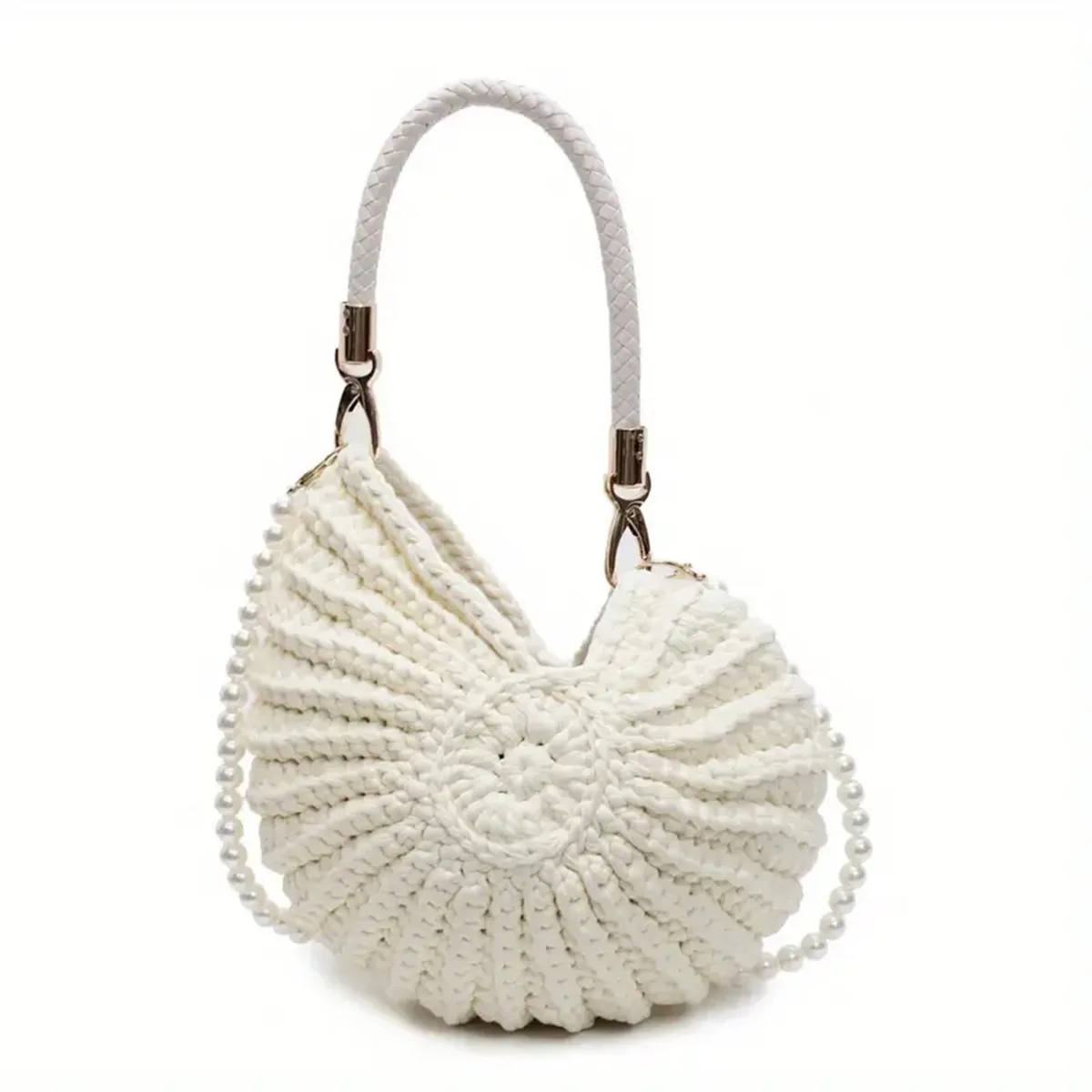 sac à main en coquillages tissé à la main avec chaîne de perles, grand sac de plage bohème pour femme, sac fourre-tout beige pour les vacances d'été, idéal pour
