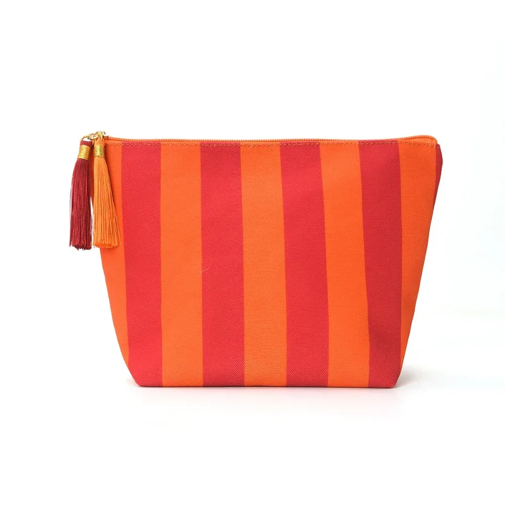 sac de maquillage en velours côtelé à haute esthétique, grande capacité, motif rayé, trousse de toilette, sac de rangement, accessoire de mode