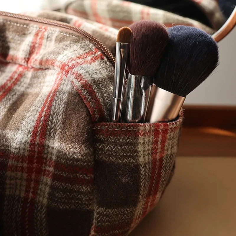 trousse de maquillage rétro, pochette en toile, grande trousse de cosmétiques, trousse de toilette de voyage, étui de rangement portable pour rouge à lèvres, trousse de bain et de douche pour femme.