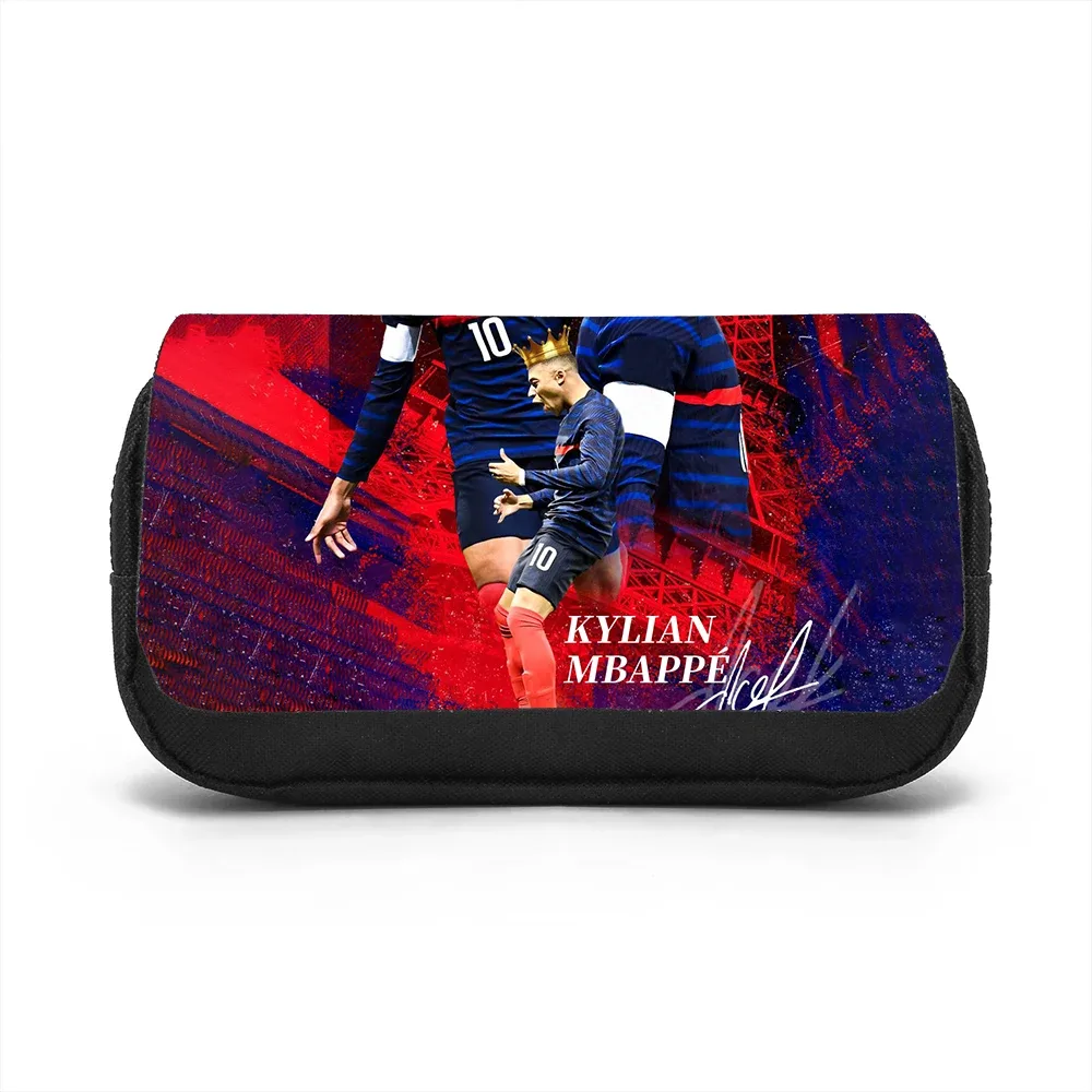 trousse de papeterie grande capacité double compartiment m-mbappe, motif étoile de football, pour étudiants