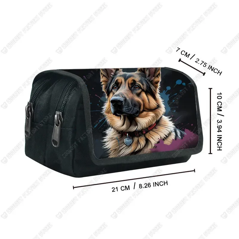 trousse à cosmétiques motif chien d'interconnexion, papeterie de maquillage, troupeau de contribuables allemands, chiots shih tzu, sac à crayons, porte-pinceaux