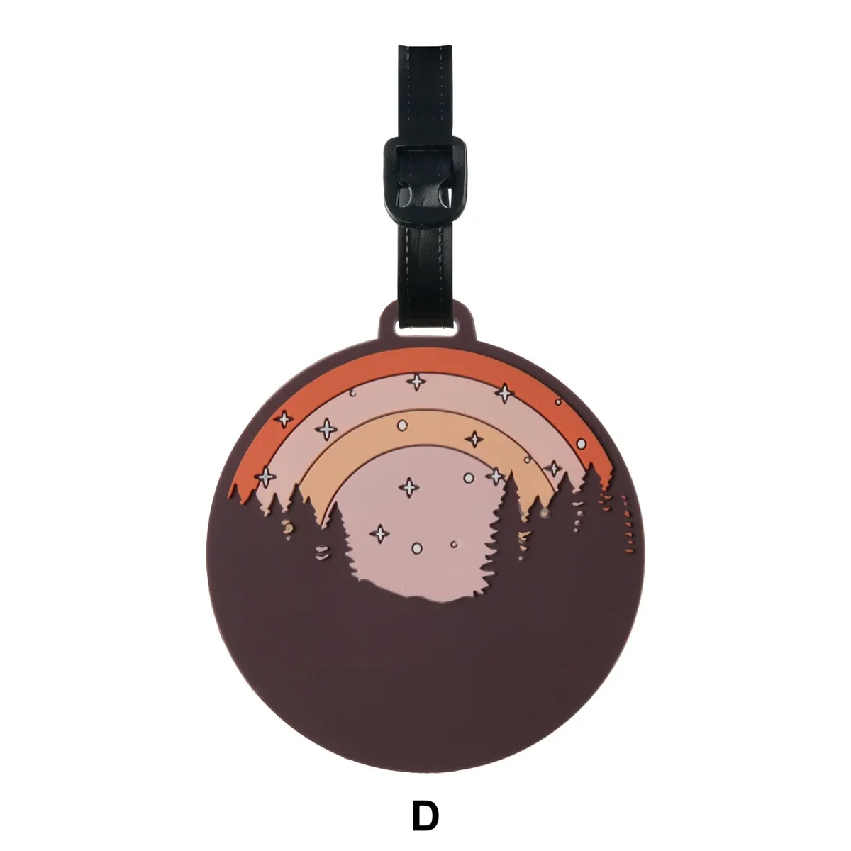 étiquette bagage pvc motifs paysagers colorés voyage amateurs plein air navetteurs montagnes lacs forêts nuages lunes
