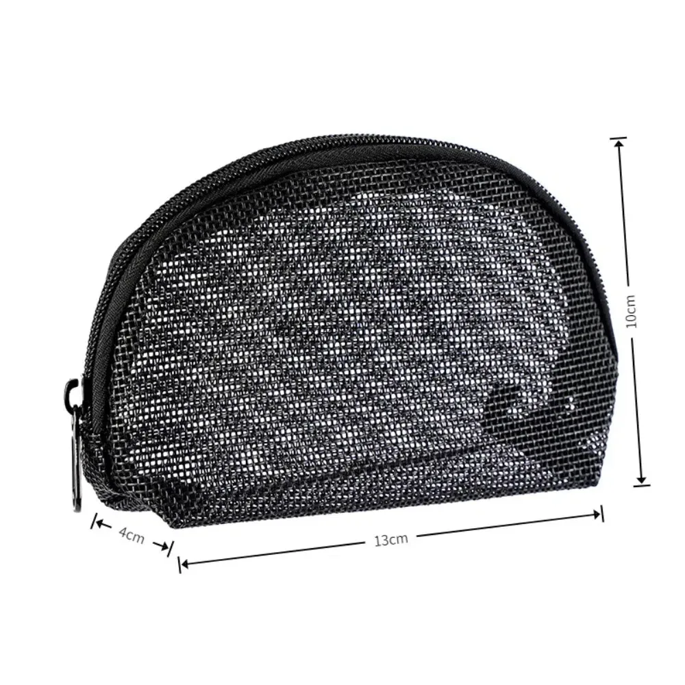 sac de maquillage en maille portable de grande capacité, sac de rangement de cosmétiques portatif de couleur unie, sac de rangement de toilette léger
