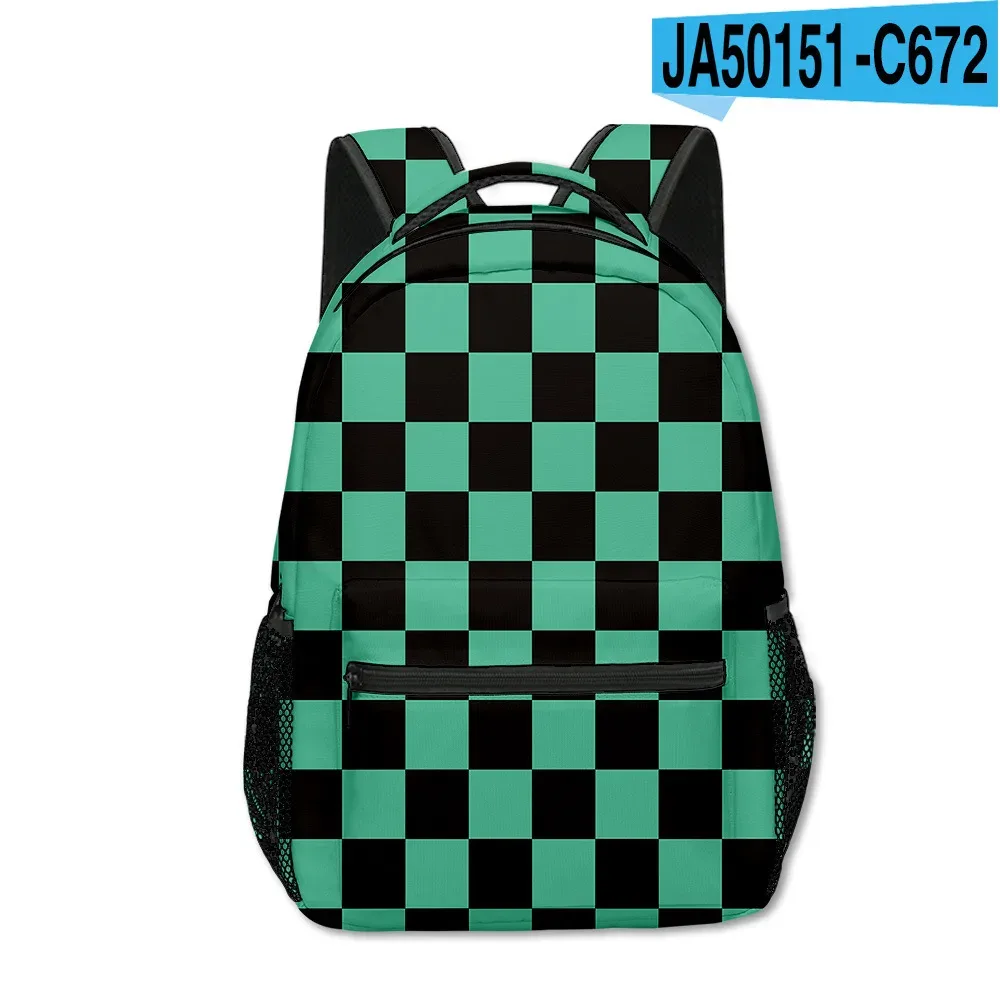 sac dos tissu oxford uni dessin animé géométrique multicouleurs triangles carreaux bandoulière arquée usage voyage