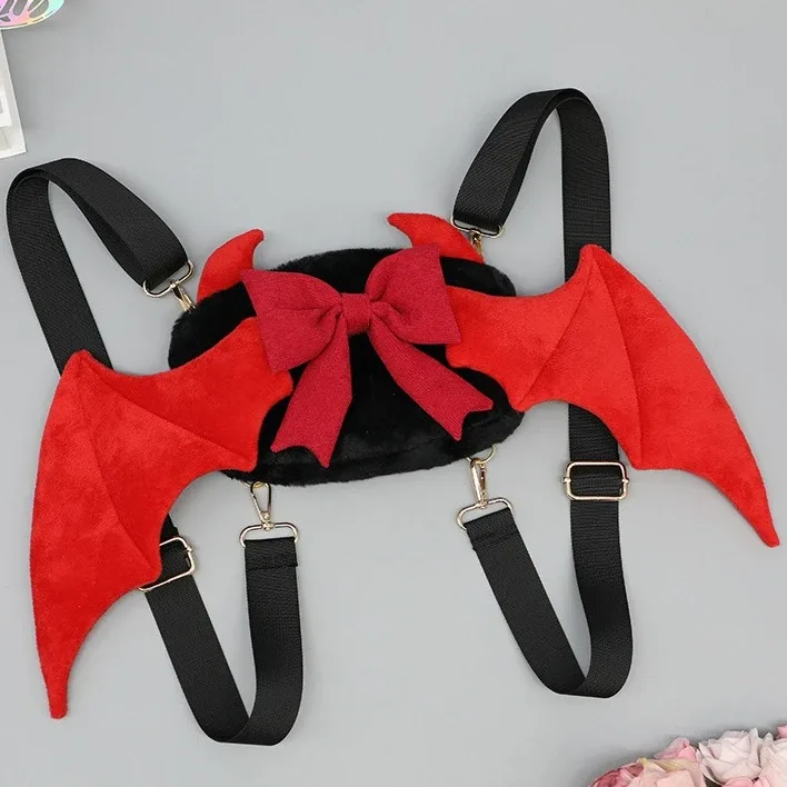 sac à dos en peluche avec ailes d'ange pour filles, sac de cosplay japonais y2k kawaii mignon lolita jk, uniforme, pour fête, cadeau d'anniversaire, sac à main scolaire