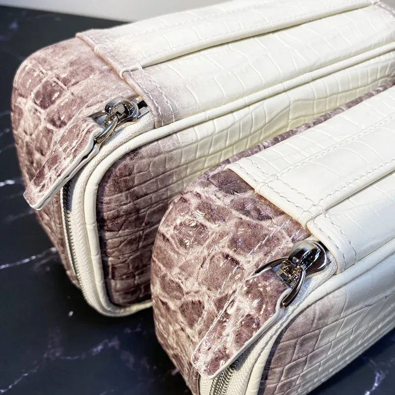 personnaliser les initiales en cuir véritable boîte d'affaires de voyage sacs de maquillage pour les femmes sacs à main et sacs à main de luxe 2026 nouveau dans le sac organisateur de motif de crocodile en peau de vach