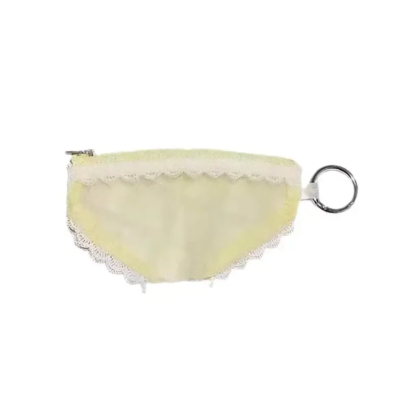 pochette de maquillage transparente en dentelle et maille à imprimé cœur coquette, en forme de culotte, mini sac de voyage portable, pochette de rangement pour maquillage, portefeuille.