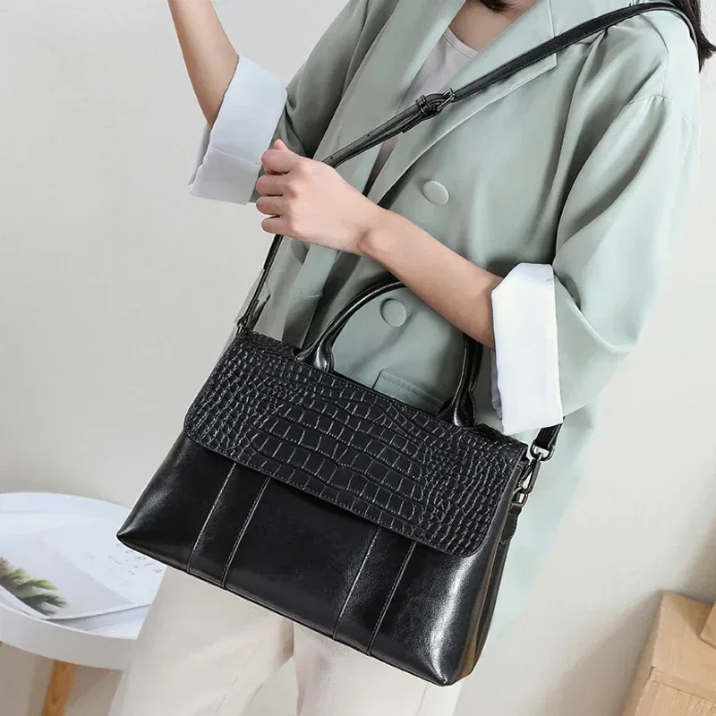 sac à bandoulière en cuir véritable de vache pour femmes, sacs à bandoulière de luxe de styliste pour dames, sac à main rétro décontracté de grande capacité