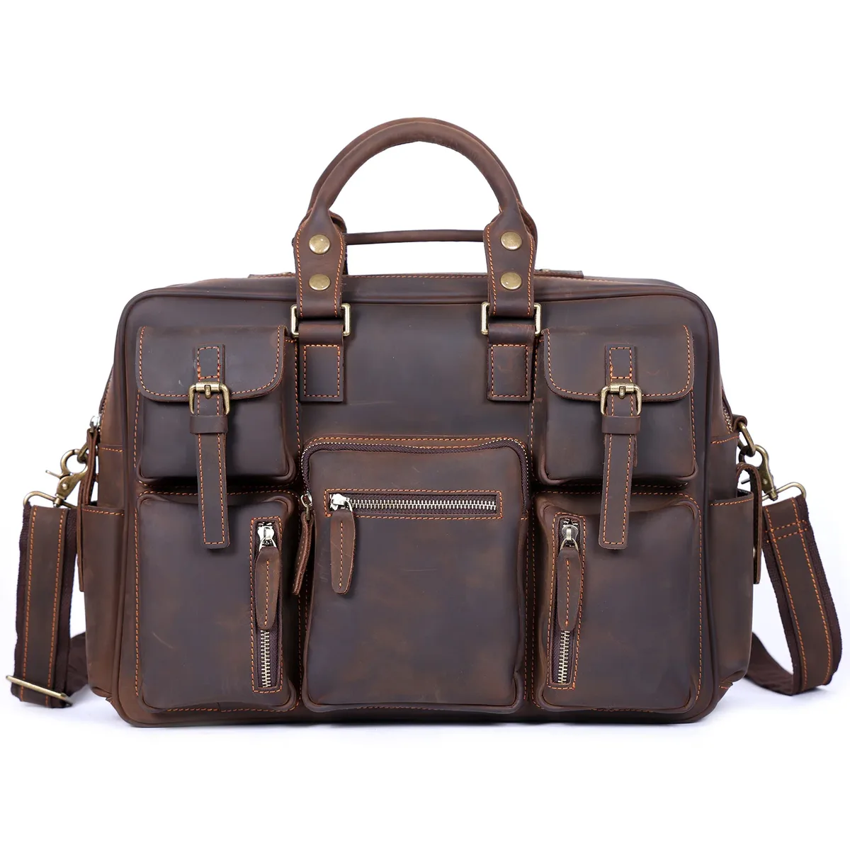 sacoche vintage pour homme en cuir pleine fleur, sac messager pour ordinateur portable 16 pouces, sac de voyage d'affaires en cuir véritable crazy horse