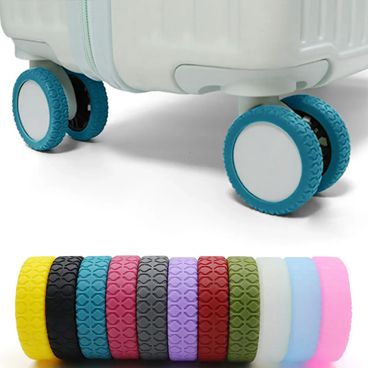 protector housse silicone silent wheel baggage voyage suitcase office chair caster replacement anti scratch noise reducing multi function use