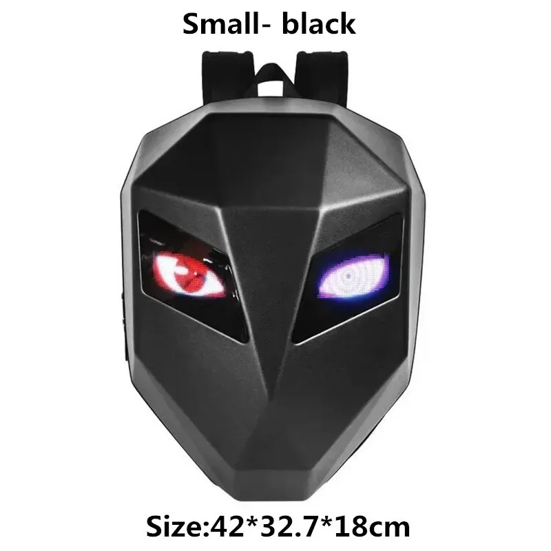 led moto rider sac à dos yeux lueur modèle fibre de carbone texture casque locomotive sac à dos sac d'école moto sac à dos pour ordinateur portable