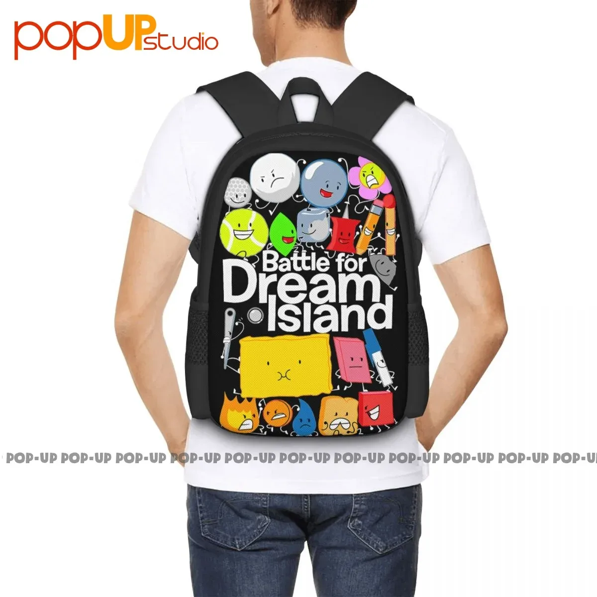 sac dos polyester imprimé dessins animés battle for dream island poignée souple bandoulière régulable grande capacité usage voyage école alpinisme tourisme