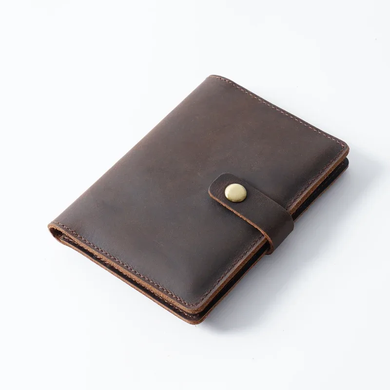 portefeuille de passeport en cuir crazy horse – organiseur de voyage rétro, porte-billet multifonction bloquant rfid pour hommes et femmes