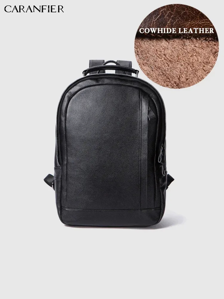 sac dos cuir véritable noir marron clair compartiment intérieur bandoulière détachable poches extérieures jacquard grande capacité usage voyage business casual vintage