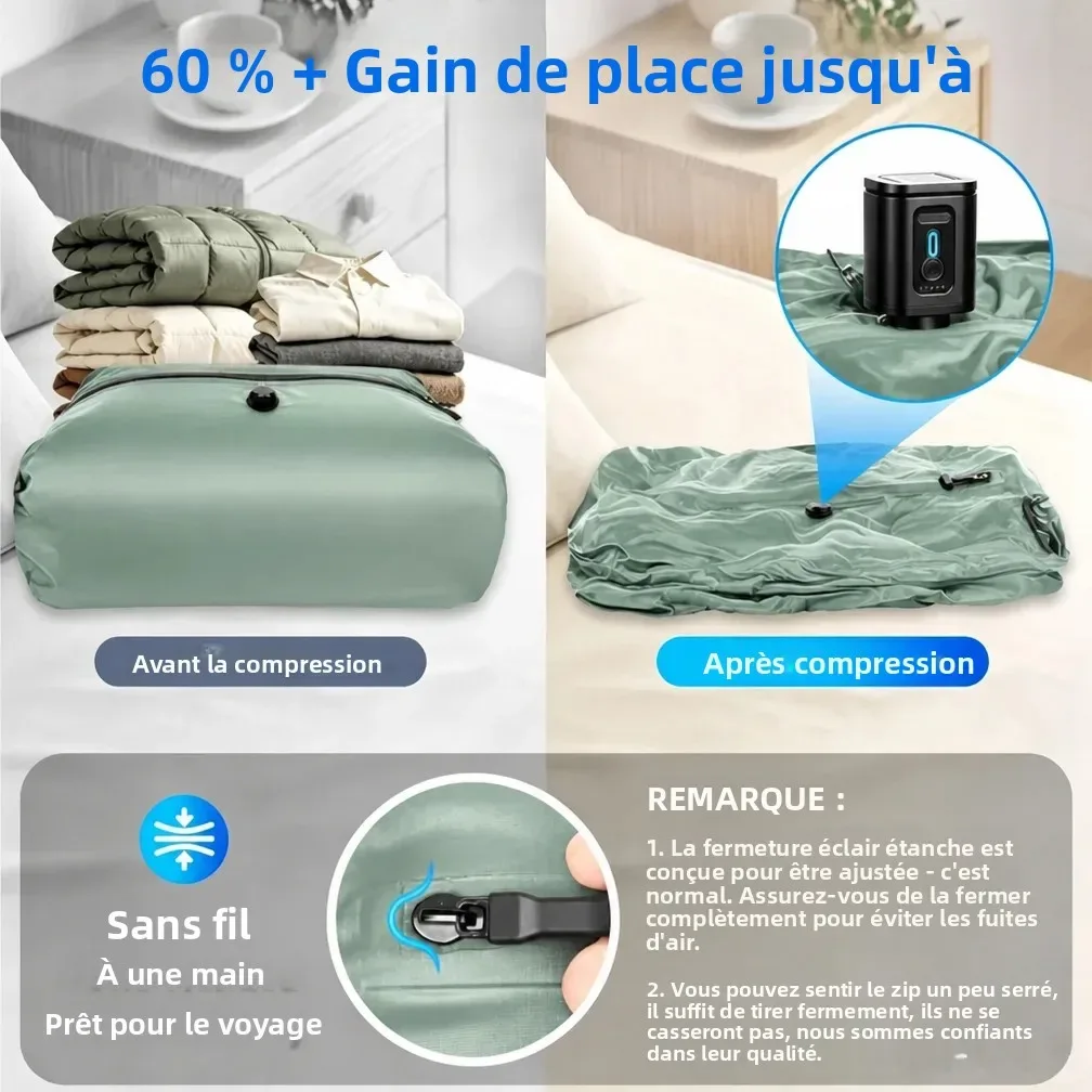 sacs de compression à vide diagonal 34l avec pompe électrique usb, sacs organisateurs pour vêtements et penderie, réutilisables, anti-poussière et résistants, économie d'espace de 60%, idéal pour voyage et armoire