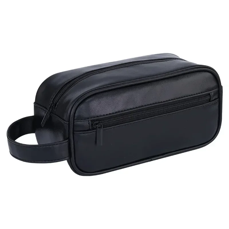 sac de lavage en cuir pour hommes, sac de voyage, voyages d'affaires, sac à cosmétiques portable, grande capacité, conception multi-poches, sac de lavage en cuir