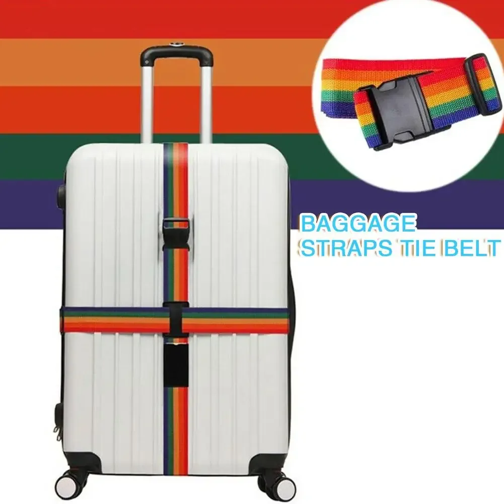 sangle de bagage arc-en-ciel réglable, ceinture de sécurité pour valise, accessoires de fixation pour valise de voyage