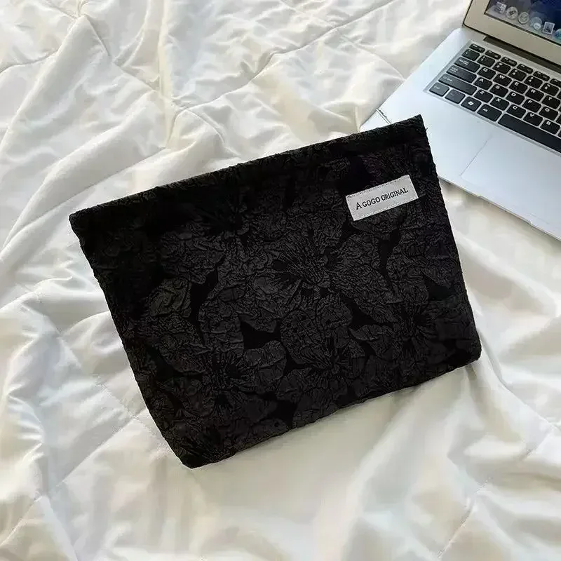 trousse de maquillage florale en toile pour femme, grands sacs à cosmétiques, poudres, grande capacité, sacs de rangement de voyage, pochette simple pour femme