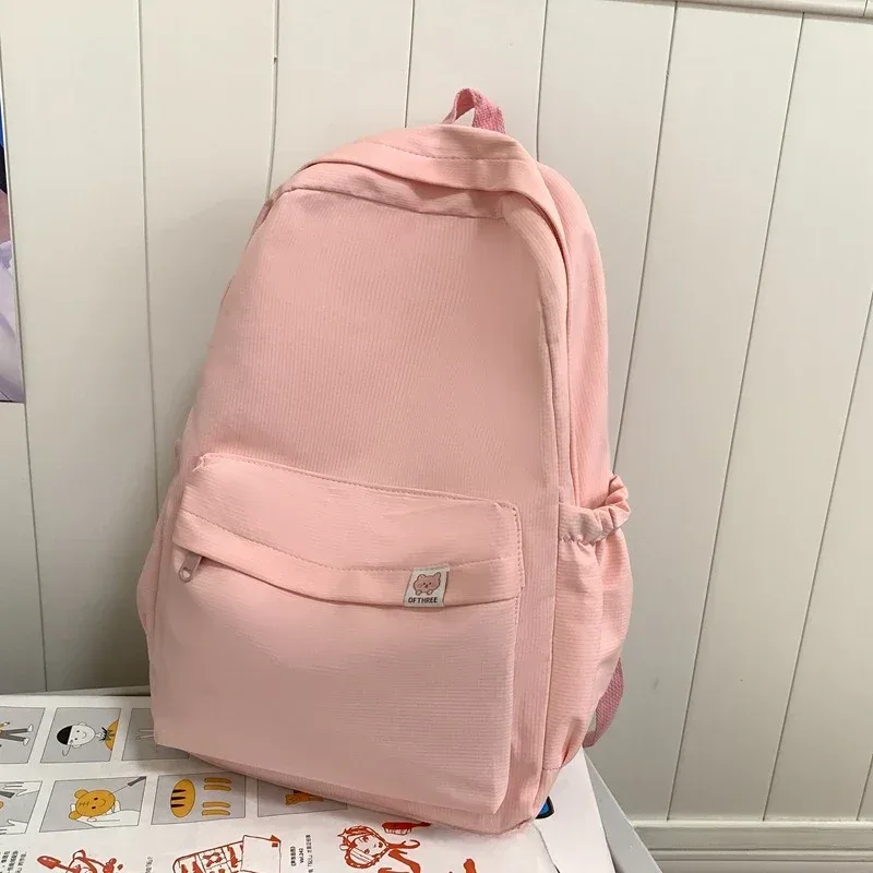 sac à dos de couleur unie pour adolescentes, nouveau sac à dos imperméable en nylon pour femmes, sac de voyage, cartable mochila