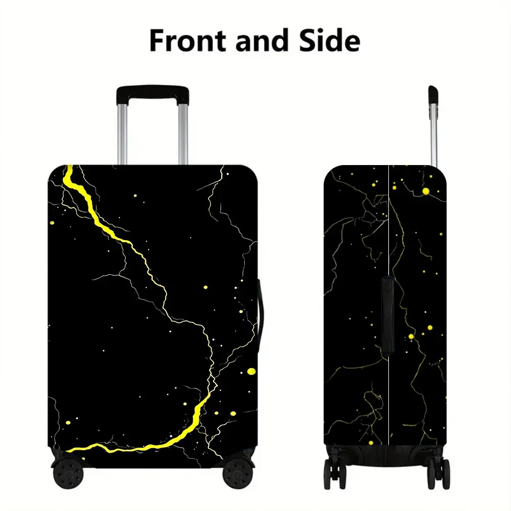 housse valise polyester motif foudre jaune fond noir roulettes poignée protection voyage grande taille
