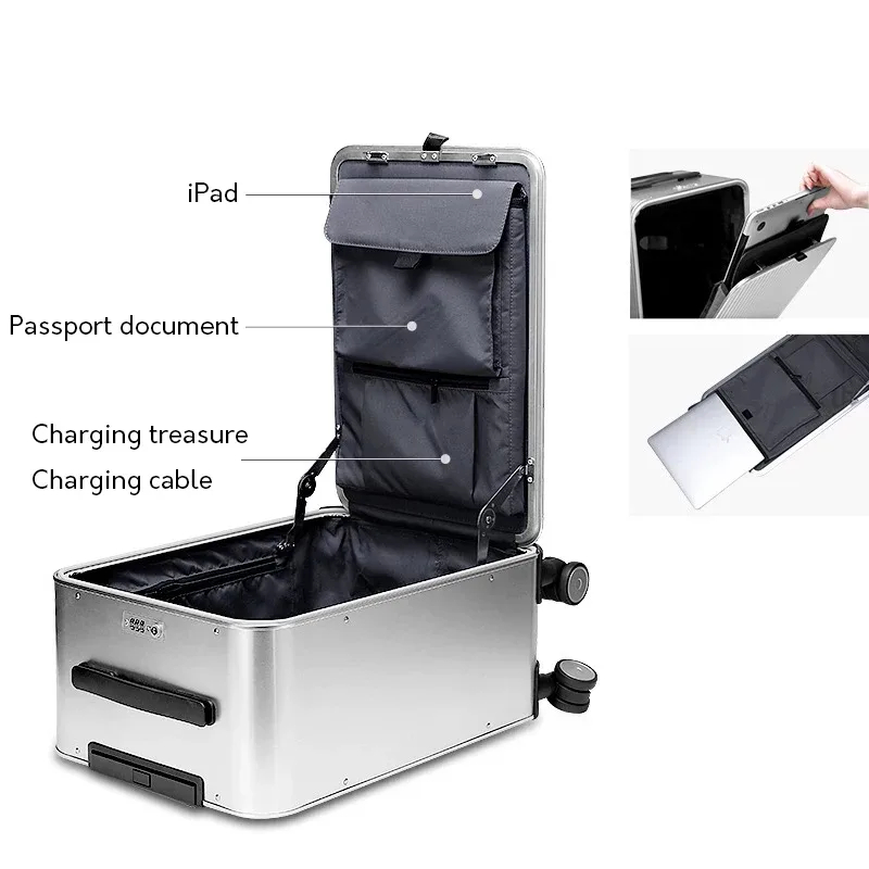 valise à roulettes vnelstyle 100 % aluminium, nouvelle collection de luxe, valise de voyage à roulettes, bagage à main, 16/20/24 pouces